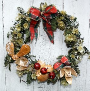 Tartan Christmas wreath by Shrinking Violet Bespoke Floristry