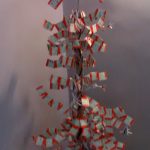 Christmas tree made from train tickets on display at Great Malvern Train Station